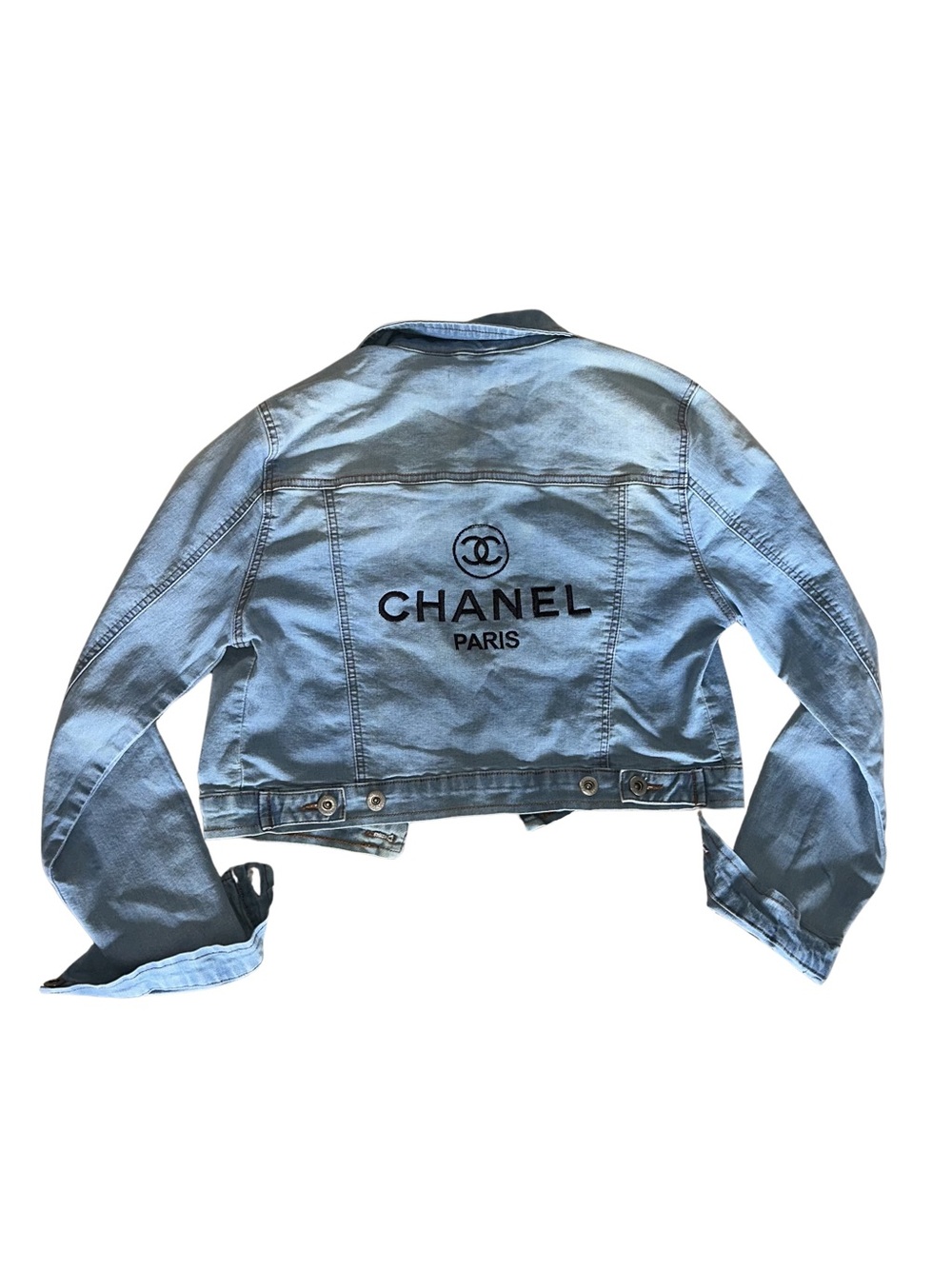 Blue Age Chanel Women's Light Blue Denim Cropped Jacket
